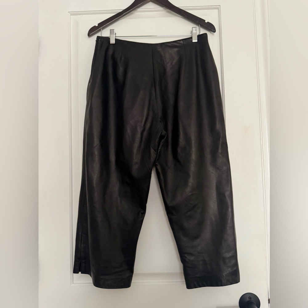 DANIER Black Cropped Leather Pants (US 12)